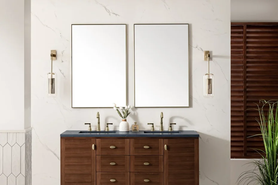 double bathroom vanity with classic cabinet design for Atlanta homes